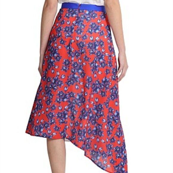 Vestire Skirt Womens Midi A-Line Asymmetrical Hem Size XS Red -White- Blue 27" W - Picture 3 of 11